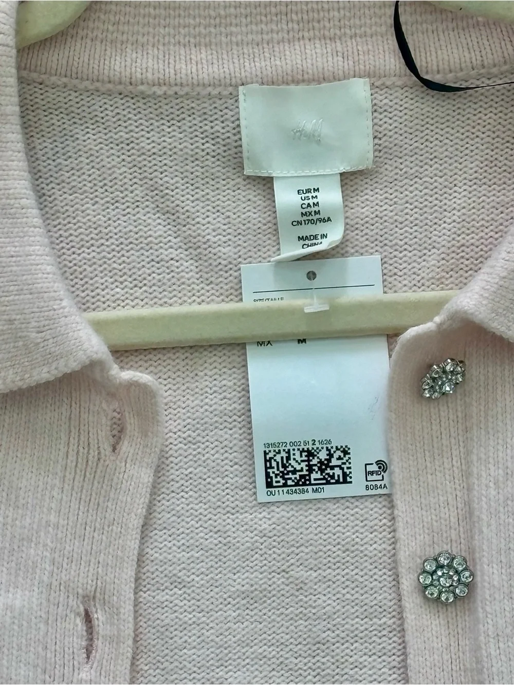 NWT Women’s Short Sleeve Polo Cardigan Baby Pink Chunky Knit Sweater